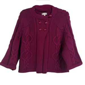 Fossil Sweater Cotton Wool Blend Purple Magenta Women's Size Large Cardigan